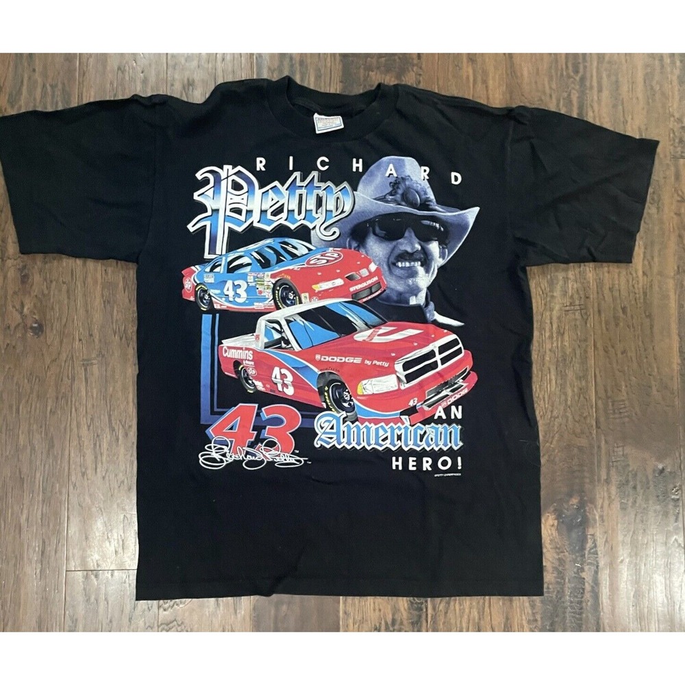 Vtg 90s Richard Petty The King‎ #43 An American Hero XL Shirt 2 Sided